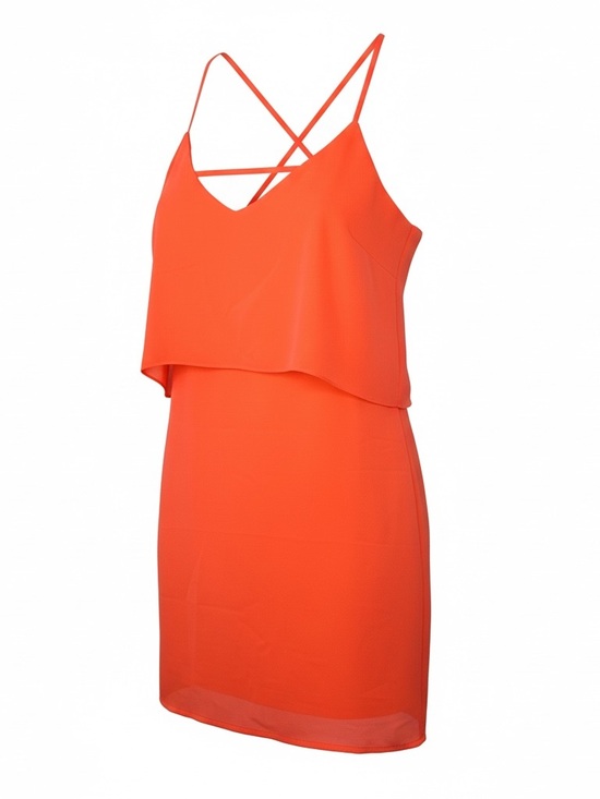 Arden B Dresses & Skirts - Arden B Peachy Orange Spaghetti-Strap Layered Mini Dress Size Medium